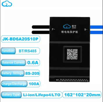 Плата защиты аккумулятора Jikong Smart BMS 8 - 20S 100A с активным балансиром