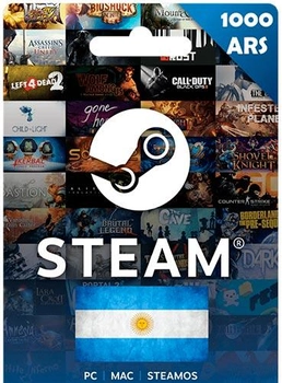 Карта пополнения Steam Wallet Gift Card на сумму 1000 ARS, (Аргентина)