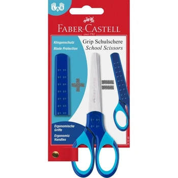 Ножиці дитячі Faber-Castell School Scissors для правшів та шульг, з ковпачком для леза, сині