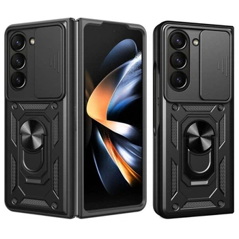 Чехол (PC+TPU) с подставкой Deexe Armor Shield (FF) для Samsung Galaxy Fold 6 - Black