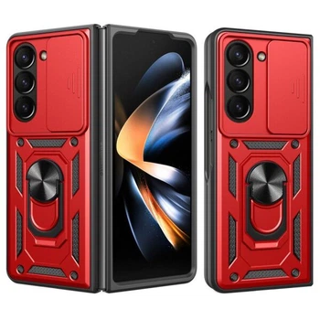 Чехол (PC+TPU) с подставкой Deexe Armor Shield (FF) для Samsung Galaxy Fold 6 - Red