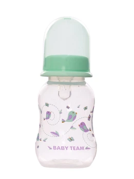 Бутылочка для кормления с талией и силиконовой соской 0+ Baby team 125 мл Мятный
