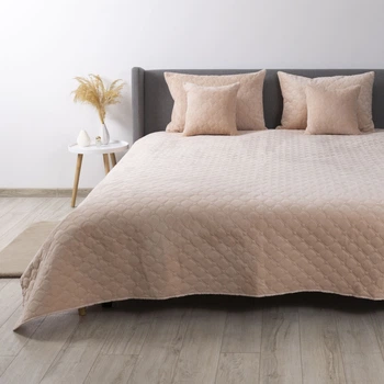 Покрывало ТЭП "VELOUR" 180*240 см пудровое/ромб круглый