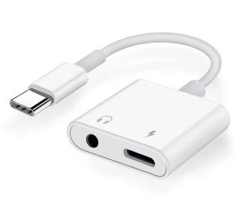 Переходник для наушников 2 в 1 Type-C + AUX 3.5 Iphone 15,15 pro,15pro max,15plus / Белый