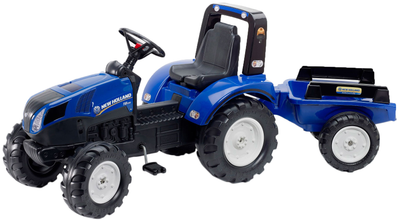 Traktor dziecięcy Falk New Holland na pedały z przyczepą Niebieski (3016200309024)