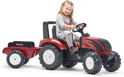 Traktor dziecięcy Falk Valtra S4 na pedały z przyczepą Czerwony (3016204000125)