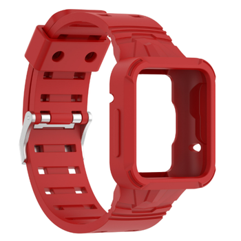 Силіконовий ремінець з чохлом для смарт годинника Poco Watch red