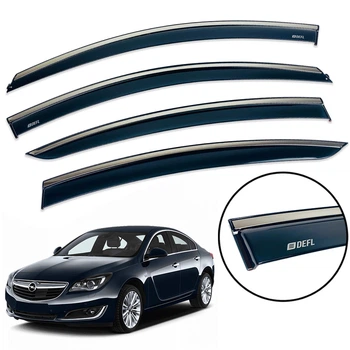 Дефлекторы окон (ветровики) DEFL для Opel Insignia 2009-2017 HB/Sedan (на скотче) с хром полоской накладные 4 шт.