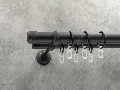 Карниз Quadrum Заглушка 300 см двойной черный матовый 25/19 мм гладкая (кольца с крючками)