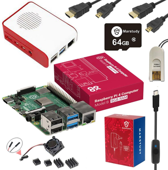 Мини ПК Marstudy Raspberry Pi 4 Model B Starter Kit Broadcom BCM2711B0 RAM 8GB SD 64GB