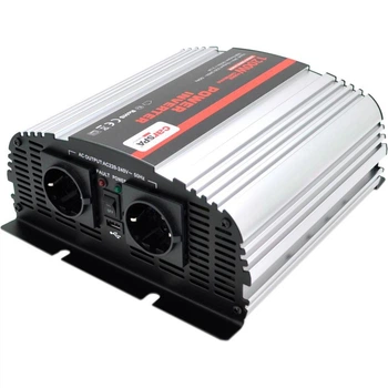 Инвертор Carspa-1200-242 (1200 Вт), 24/220V, approximated, 2Shuko, USB, клеммы, BOX Q4