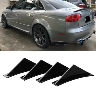 Накладки на задний бампер Audi A4 канарды плавники черного цвета 4шт