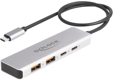 USB-хаб Delock USB 10 Gbps USB Type-C Hub with 2 x USB Type-A and 2 x USB Type-C Grey (4043619642304)