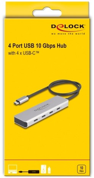 USB-хаб Delock USB 10 Gbps USB Type-C Hub with 4 x USB Type-C Grey (4043619642311)