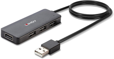 USB-хаб Lindy 4 Port USB 2.0 Hub Black (4002888429863)