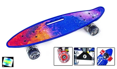 Penny Board 22" Scale Sports С Ручкой "Вселенная" Светящиеся колеса