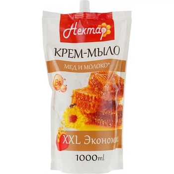 Рідке крем-мило Нектар змінний пакет Молоко і мед 1000 мл (4820091146496)