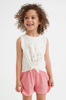 Шорты хлопковые трикотажные для девочки H&M 1068780-002 098 см (2-3 years) Розовый