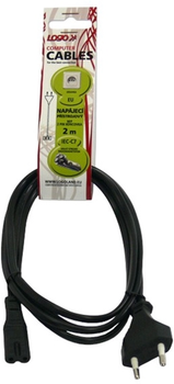 Kabel zasilający Logo CEE7/16 - C7 230V 2 m Czarny (8590274246140)