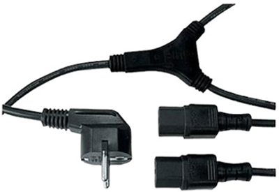 Kabel zasilający Logo CEE7 - 2 x C13 230V 2 m Czarny (8590274659209)