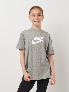 Подростковая футболка для девочки Nike G Nsw Tee Futura Ss Boy FD0928-063 137-146 см (M) Серая (0196604924948)