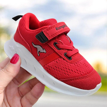 Buty sportowe dziecięce dla dziewczynki na rzepy Kangaroos 020970006173 25 Czerwone (4099758014960)