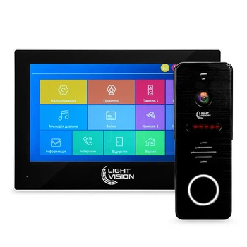 Комплект відеодомофона Light Vision: домофон 10" SINGAPORE (AI) FHD Black та відеопанель RIO FHD Black