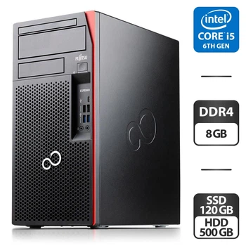 Компьютер Fujitsu Esprimo P757 E90+ Tower / Intel Core i5-6400 (4 ядра по 2.7 - 3.3 GHz) / 8 GB DDR4 / 120 GB SSD + 500 GB HDD / Intel HD Graphics 530 / DisplayPort б/у