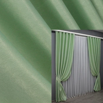 Комплект готовых штор VR-Textil Лен-софт № 1421ш Светло-салатовый 150х275 см 2 шт (33-0288)