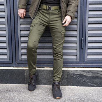 Мужские штаны карго Pobedov Trousers Tactical хлопок на флисе хаки размер M