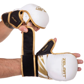 Перчатки для смешанных единоборств Zelart 3393 размер XL White-Gold