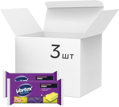 Упаковка губок кухонних Vortex Profiled & Care профільовані 3 пачки по 3 шт (4823071623604)