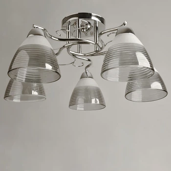 Люстра потолочная Light House SH-19577/5A CR 540*540*240 хром, плафон серый
