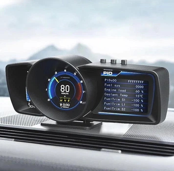 Автомобільний проекційний дисплей HUD A600 на лобове скло машини з підключенням через ОБД II + GPS, чорний "S" (87228301)