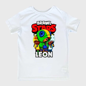 Підліткова футболка для хлопчика Спиногриз Brawl stars Leon №10-00580 146 см Біла (ROZ6501031028)