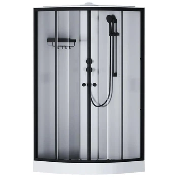 Душевой бокс AM.PM c поддоном X-Joy 100x100x210см прозрачный витраж 4мм профиль черный W94C-401-100BT