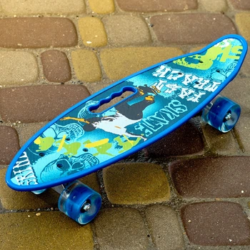 Скейт Пенни борд Skate со светящимися колесами ,алюминиевая подвеска не скользящая поверхность Синий 4567088