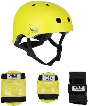 Zestaw Nils Extreme kask dla dziecka MR290 + ochraniacze H230 Żółty S (5907695553642)