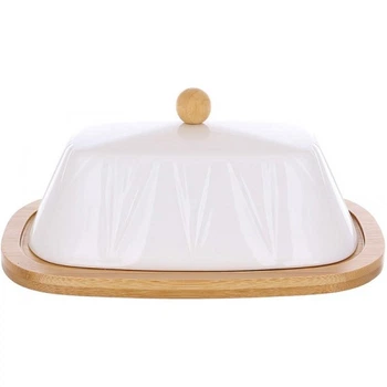 Маслянка Ceram-Bamboo Grace порцелянова з бамбуковим блюдцем 20.5х14.5см (111556)