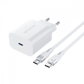 Мережевий зарядний пристрій Proove Rapid 30W Type-C з кабелем Type-C to Type-C QC 3.0 PD 3.0 White (6901119693975)