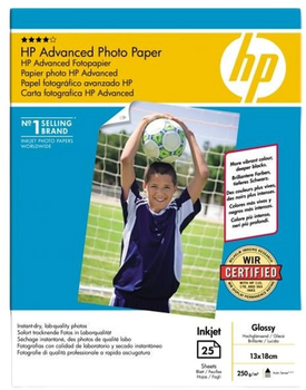 Фотопапір HP Advanced Glossy Photo 13x18 см 250 г/м² 25 аркушів (0882780349643)