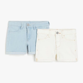 Набор детских джинсовых шорт 2 шт для девочки H&M 061115788 110 см Голубой с белым (6666000318732)