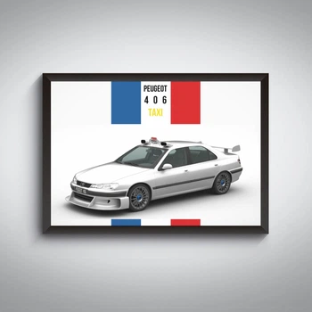 Постер Peugeot 406 Таxi Марсель / Плакат Пежо 406 / фільм Таксі / автомобільний постер