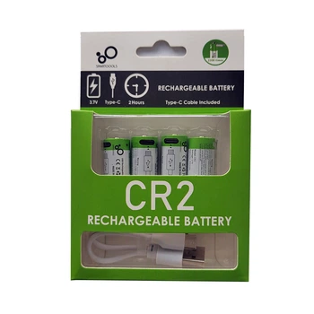 Аккумулятор CR2 3.7V с разъемом TYPE-C 300 mAh цена за блистер - 4 штуки + кабель TYPE-C