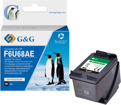 Картридж G&G F6U68AE для HP 18 мл Black (NH-R302XLBK)