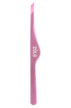 Пинцет скошенный профессиональный для бровей Zola light pink