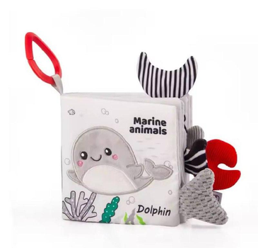 М'яка розвиваюча 3D книжка-шуршалка "Marine animal" для малюків, 16х16 см (87260317)