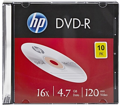 Диск HP DVD-R Slim Case 4.7 Гб 16X 10 шт (4710212145326)