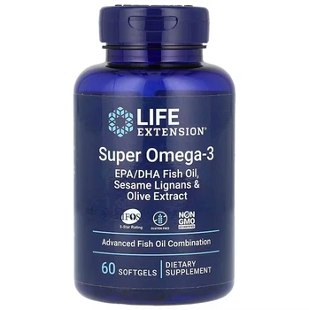 Омега-3, Life Extension, Ультра омега-3, 60 капсул
