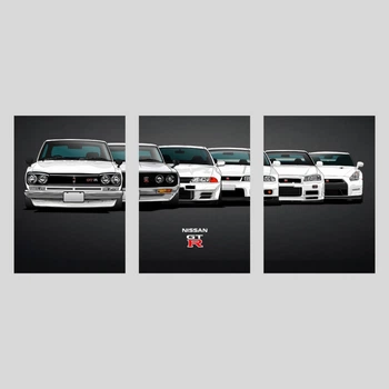 Набір постерів Nissan GT-R / Плакати Ніссан GTR / 3 шт, А3 / авто плакат